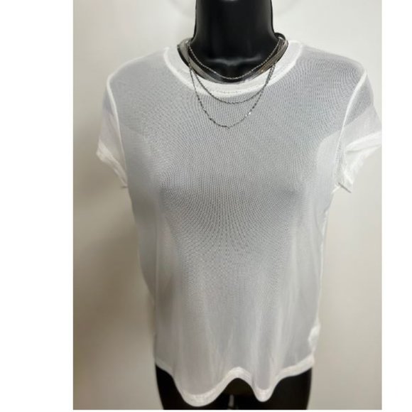 Revamped Womens Regular Fit Crew Neck Mesh T-Shirt Short Sleeve Size S White - Picture 2 of 3